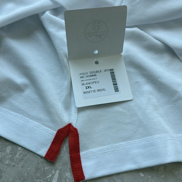Hermes White Polo Shirt short sleeves runs small. Brand new w/tags, Size 2XL, XL - Picture 5 of 14